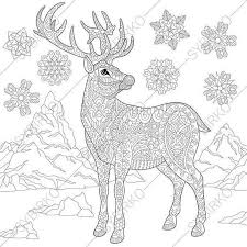 Coloring Pages For Adults Reindeer Deer Adult Coloring Etsy In 2020 Deer Coloring Pages Coloring Books Christmas Coloring Pages