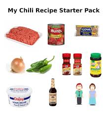May 31, 2021 · delicious cornbread upside down casserole in 17 minutes. Chili Recipe Starter Pack R Starterpacks Starter Packs Know Your Meme