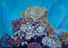 Australia great barrier coral reef tour travel poster vintage retro canvas painting diy wall stickers home posters art bar decor. Nikolina Kovalenko December Morning Coral Reef Painting Oil On Canvas By Nikolina Kovalenko For Sale At 1stdibs