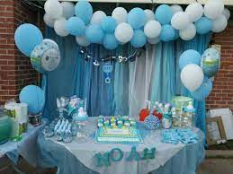 Baby Shower Display Ballondecor Babyshower Boy Homemade Ideas Blue Candles Decor Partydecor Baby Shower Baby Boy Shower Baby Shower Decorations