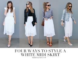 Style Sewing For The Everyday Girl 4 Ways To Style A White Skirt White Skirt Outfit Summer White Midi Skirt Outfit White Skirt Summer