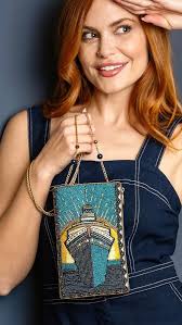 Mary Frances Midnight Cruise Nautical Beaded Phone Crossbody Handbag