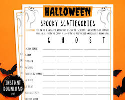Halloween Scattegories Game Halloween Printable Games Etsy In 2020 Fun Halloween Party Games Halloween Party Games Fun Halloween Games