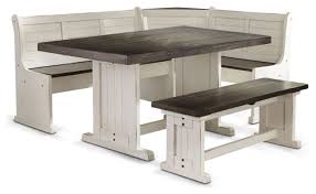 If you decide to go with a gathering table set in your kitchen or dining area, you shouldn't the chairs used round counter height dining tables are quite taller, similar to a bar stool. Playa Corner Breakfast Nook Set Farmhouse Dining Sets By San Carlos Imports Llc Houzz
