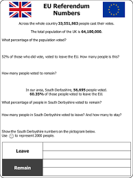 Eu Referendum Maths A Worksheet Using Some Of The Numbers
