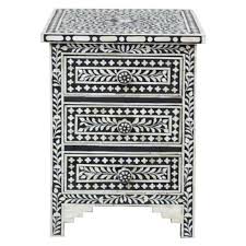 Description Black Bone Inlay Floral 3 Drawer Bedside Table Handmade Bone Inlay Furniture Handmade Item Dimensio Bone Inlay Bone Inlay Furniture Inlay Furniture