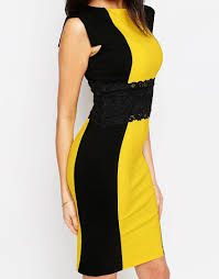 Robyn Midi Dress With Contrast Panels By Vesper Yellow A Line Dress Formal Women Dress Sale Dresses