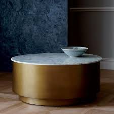 Marble Top Brass Metal Drum Coffee Table Drum Coffee Table Pedestal Coffee Table Marble Round Coffee Table