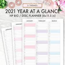 Big Happy Planner Printable Insert 2021 Year At A Glance Etsy In 2020 Happy Planner Printables Happy Planner Free Printable Happy Planner