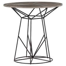 Justus Industrial Wire Frame Oak Bistro Table In 2020 Side Table Round Side Table Wire Side Table