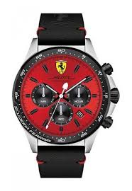 Black And Red Mens Watch Ferrari Pilota Red Chronograph 885997219242 Ebay Watches For Men Ferrari Watch Black Leather Strap