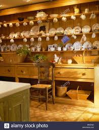 plates on large antique pine dresser