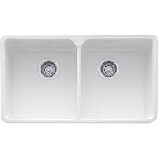 apron front double bowl fireclay sink
