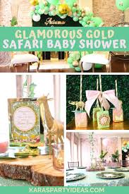 Fill the party space with coordinating decorations, balloons and tableware, and guests are sure to g Kara S Party Ideas Glamorous Gold Safari Baby Shower Kara S Party Ideas