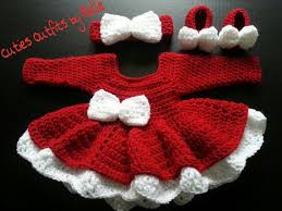 Red And White Baby Girl Crochet Dress With Headband White Bow Outfit 0 3 Months Infant Set Long Sleeves Christmas Dress In 2021 Baby Headbands Etsy Crochet Baby Dress Handmade Baby Headbands