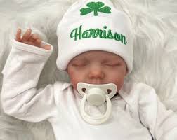 Personalized Baby Hat: Embroidered Violet Flower, Newborn Beanie