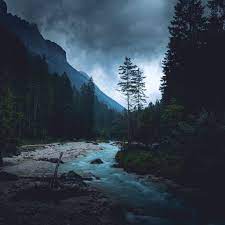 Mountain Wood Night Dark River Nature Blue Scenery Dark Night Nature River Mountain Woods Naturbilder Naturfotografie Hintergrundbilder Natur