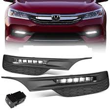 16 17 Honda Accord Led Clear Lens Fog Lights W Bezel Switch Bulbs Honda Accord Fog Dense Fog