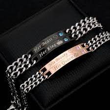 Personalized Couple Bracelets Link Chain Wrist Bangles His Etsy