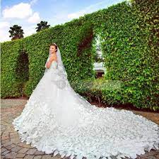 Gorgeous A Line Floor Length Cathedral Patterned Flower Beading Wedding Dress Free Sh Gorgeous Wedding Dress Wedding Dress Train Wedding Dress Cathedral Train