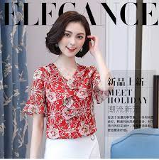 Varian model baju bisa dilihat dari aksen baju dan juga dari panjang pendeknya lengak sebuah baju. 2020 Model Baru Pakaian Musim Panas Lengan Pendek Floral Kemeja Sifon Baju Wanita Gaya Korea Lengan Terompet Atasan Lazada Indonesia