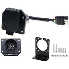 Amazon Com 4 To 7 Way Rv Trailer Light Plug Wire Harness Converter Adapter For Car Truck Trailer Hitch With Connector Socket Mounting Bracket Home Kitchen
