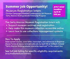 ← university archives internship cover letter. Summer Job Opportunity We Are Now Kleefeld Contemporary Facebook