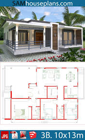 House Plans 10x13m With 3 Bedrooms Sam House Plans Unique House Plans Modern Bungalow House House Plan Gallery