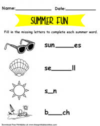 summer words worksheet