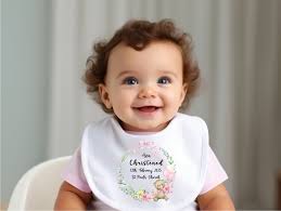 Bavaglino e tutina personalizzati con design a ghirlanda rosa, bavaglino e  tutina personalizzati, regalo per la nascita del neonato per battesimo,  bavaglino e body per neonati