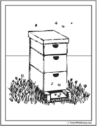 Coloring pages for bee (animals) ➜ tons of free drawings to color. Bee Coloring Pages Hives Flowers And Honey