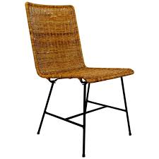 Mid Century Modern Wicker Rattan Iron Side Chair 1960s For Sale At 1stdibs