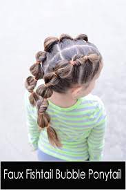 Create A Faux Fishtail Bubble Braid This Is A Cute Hairstyle For A Little Girl Little Girl Ponytails Girls Updo Hairstyles Little Girls Ponytail Hairstyles