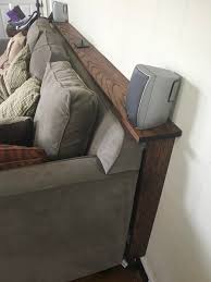 Red Oak Sofa Shelf With Usb Outlet Woodworking In 2020 Oak Sofa Sofa Shelf Shelf Behind Couch