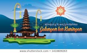 Balinese Hindu Holiday Greeting Card Rahajeng Nyanggra Rahina Galungan Lan Kuningan Means Happy Galungan And Kuningan With Ulun D Dengan Gambar Ucapan Tahun Baru Illustration