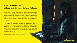 It was released for microsoft windows, playstation 4, stadia, and xbox one on 10 december 2020. Cyberpunk 2077 On Twitter Here S What You Need To Know About Creating Your Cyberpunk2077 Video Content Before The Release