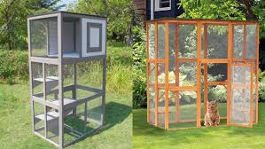 The cat enclosure we built is 8' long, 3' wide and 9' tall at the back wall, 8'6 tall at the front wall. Trendy Catios Or Outdoor Cat Enclosures Your Cat Needs Reviewed