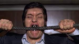 Kiel played jaws in two bond films — the spy who loved me and moonraker, both starring roger moore. In Moonraker 1979 The Cable Lines That Jaws Bites Through Were Made Of Liquorice Richard Kiel Still Had To Wear His Steel Dentures Moviedetails
