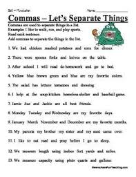 Free Comma Worksheet Commas Are Used To Separate Things In A List Example I Like To Walk Ru Teaching Punctuation Grammar And Punctuation Commas In A Series