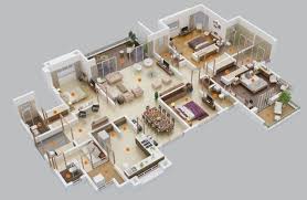 50 Four 4 Bedroom Apartment House Plans Architecture Design 3d House Plans Apartment Layout Home Design Plans