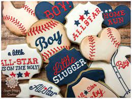 Vintage Baseball Baby Shower All Star Baby Little Slugger Sugar Cookies Royal Ici Baby Shower Cakes For Boys Baby Shower Cookies Baseball Baby Shower Theme