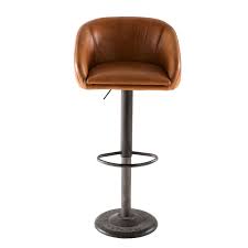 Industriele Barstoel Met Camelkleurig Leer Maisons Du Monde Chaise Bar Tabouret De Bar Fauteuil De Bar