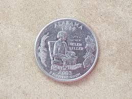 2003 D Helen Keller Alabama State Quarter. Lettering On Obverse