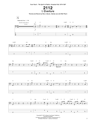 This is a guitar tutorial with tab of the sheet music boss rush e, here is his version : 2112 I Overture Rush Bass Guitar Tab Sheet Music