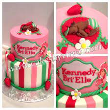 One Of My Friend S Baby Shower Cake Strawberry Shortcake Themed Love Strawberry Baby Baby Girl Cakes Girl Cakes