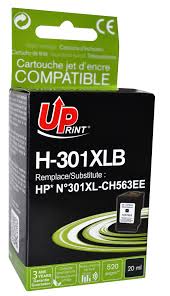 Compatible avec hp deskjet 1050, 1510, 2050, 2510 capacité de remplissage d'encre. Cartouche Premium Hp 301xl Noir En Stock 123consommables