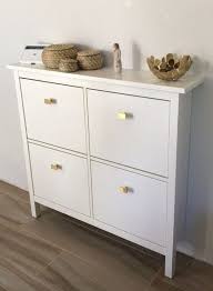 Update A Simple Ikea Hemnes Shoe Cabinet With Stylish Geometric Pulls Liek These Ones For A Brig Ikea Shoe Cabinet Ikea Hemnes Shoe Cabinet Hemnes Shoe Cabinet