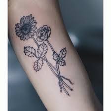 Sunflower Rose Tattoo By Olivia Harrison Vancouver Bc Sunflower Tattoo Small Sunflower Tattoos Rose Tattoos Tumblr