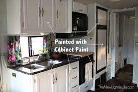 Update Trailer Cabinets With Nuvo Paint Paint Rv Painting Oak Cabinets Interior Remodel