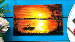 Easy Sunset Painting With Swans Step By Step Tutorial Youtube Sunset Painting Sunset Canvas Painting Sunset Painting Diy Thank you so very much for sharing your wonderful paintings!!! easy sunset painting with swans step